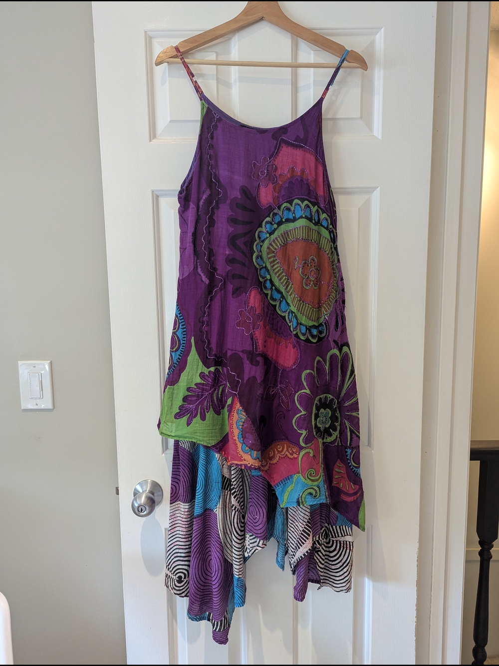 Art To Wear Boho Lagenlook Embroidered Midi Dress Fairycore Festival M/L